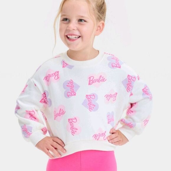 Nwt Toddler Girl's Fleece Barbie Valentine's Easter Spring Sweatshirt - Picture 1 of 6